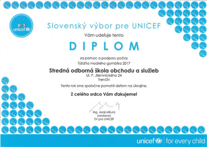 Poďakovanie od UNICEFU