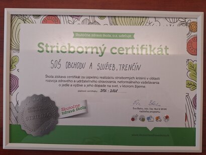 Naša škola získala strieborný certifikát Skutočne zdravá škola