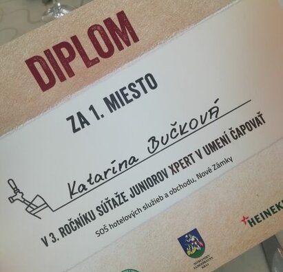 1. miesto v celoslovenskej súťaži  „Xpert v umení čapovať – 2019 – MS juniorov“