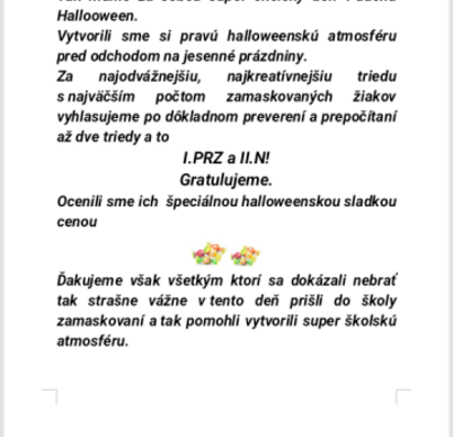 Halloween v škole alebo veselo na jesenné prázdniny